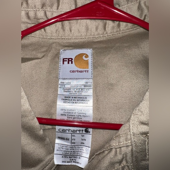 NWOT Carhartt Men’s FRC Khaki button down shirt - Picture 7 of 10